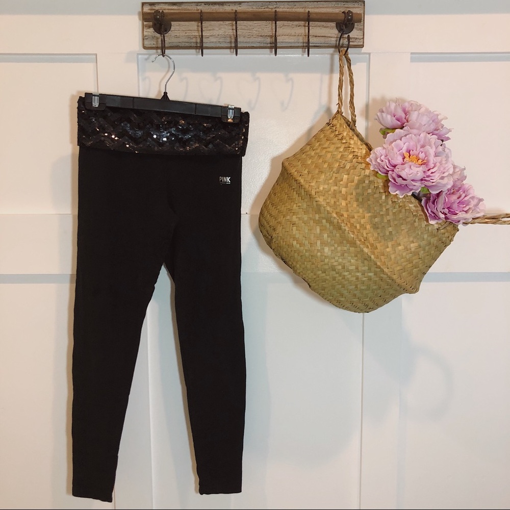 Victoria’s Secret Pink Black Sequin Leggings